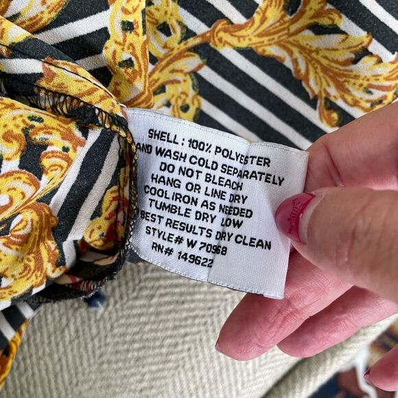 Walter Baker Button Front Shirt Dress Stripe Chain Filagree 6 - Picture 3 of 7